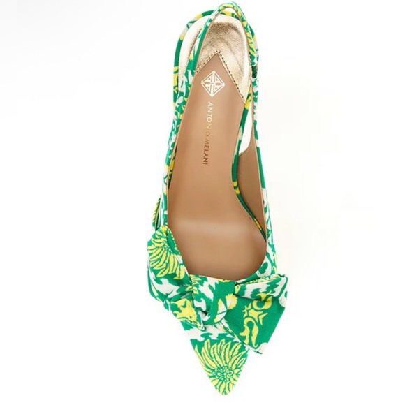 ANTONIO MELANI Lenore Royal Palm Print Bow Slingback Pumps - Picture 3 of 10